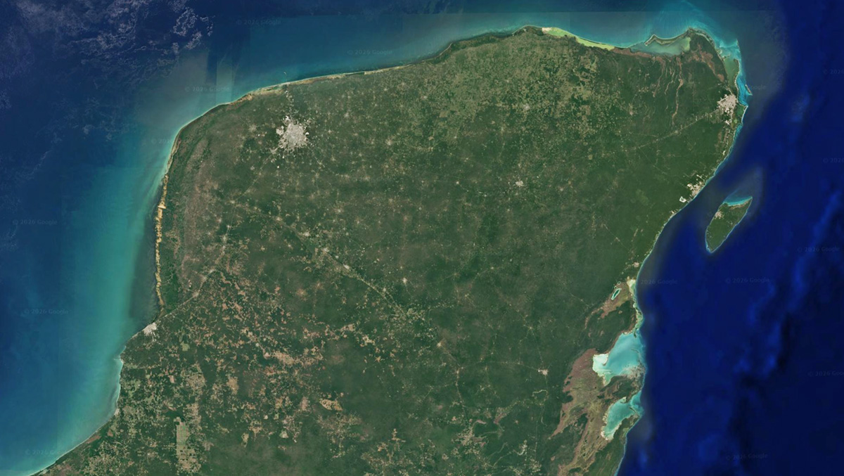 Aerial of view of the fragmentation of Mexican forests in the Yucatan Peninsula 